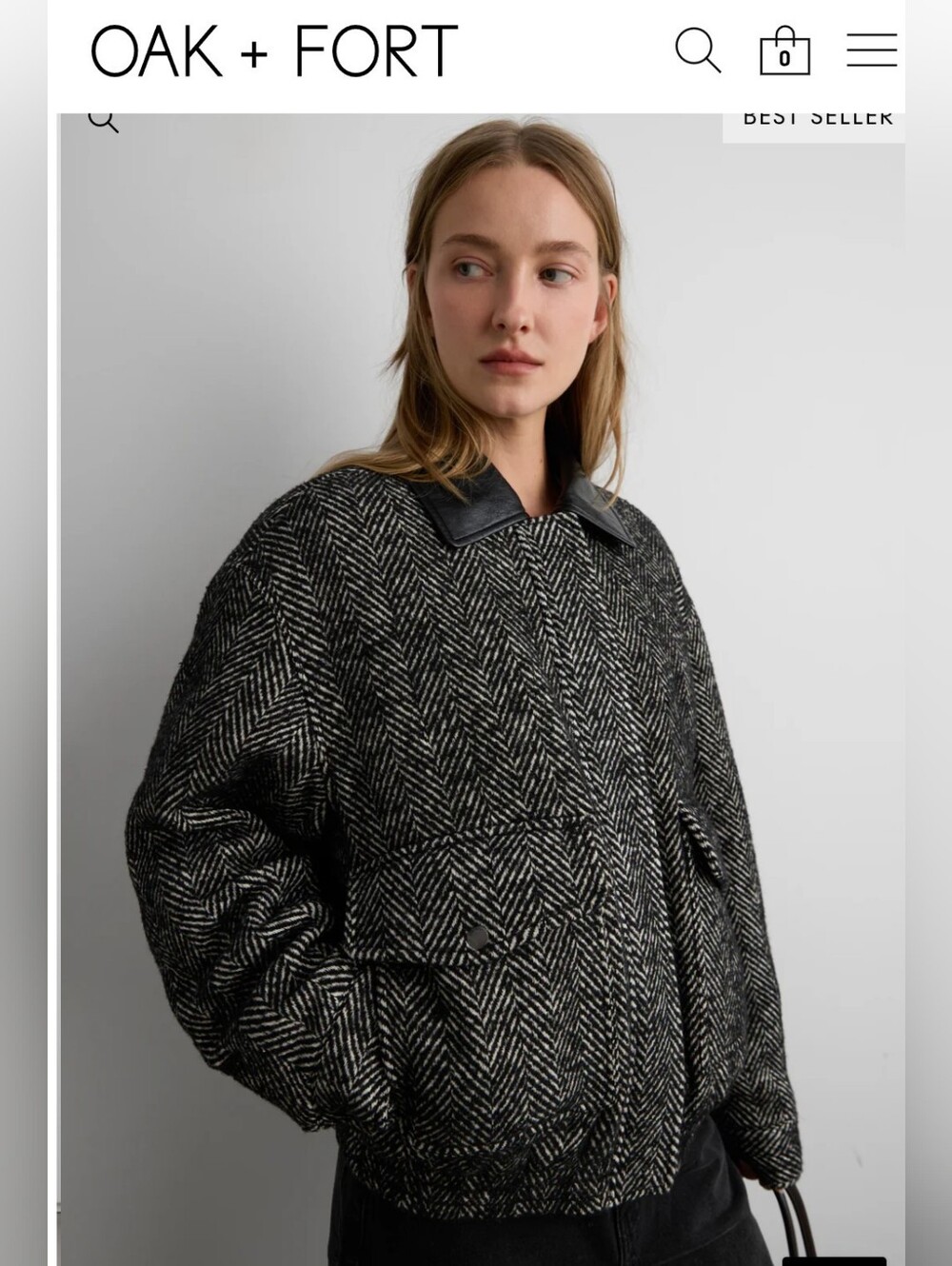 NWT OAK + FORT Black and White Textured Jacket